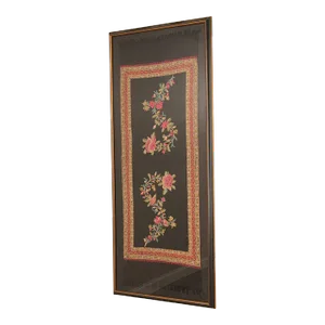 Indian Style Hand Embroidered Crewel Framed Textile