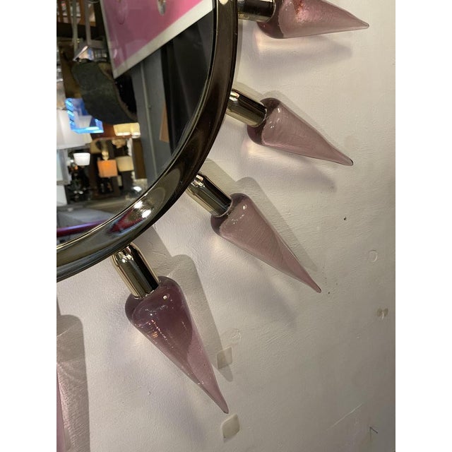 Metal Murano Glass Mirror attributed to Gino Cenedese, 1980s For Sale - Image 7 of 11