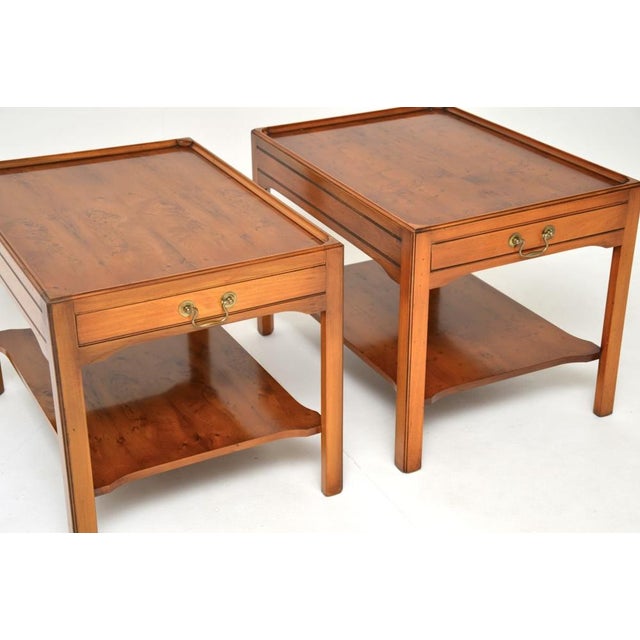 Vintage Georgian Style Side Tables in Yew Wood, 1950, Set of 2 For Sale - Image 10 of 13