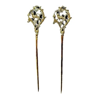 Vintage Pair Brass Fox Meat Spears For Sale
