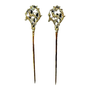 Vintage Pair Brass Fox Meat Spears