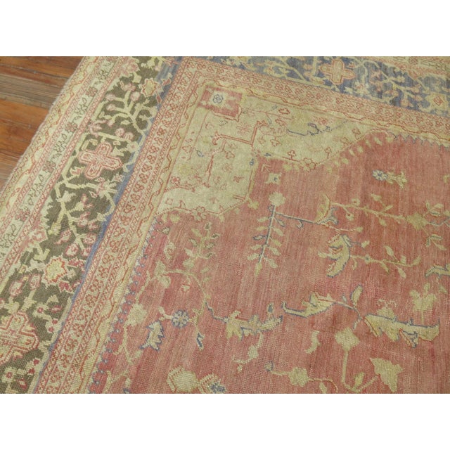 Turkish Soft Rose Pink Antique Oushak Rug - 11'5" x 15'7" For Sale - Image 3 of 14