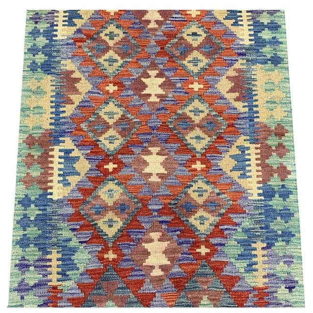 Textile New Afghan Chobi Hand Woven Veg Dyed Wool Kilim Area Rug 4.1 X 2.8 Ft For Sale - Image 7 of 11
