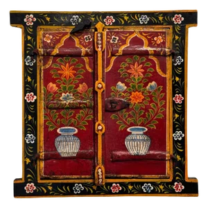 Indian Painted Wood Window Frame