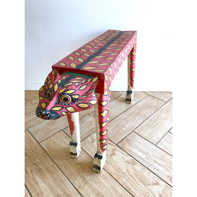 1970s Folk Art Hand Crafted Wooden Cat Side Table Chairish