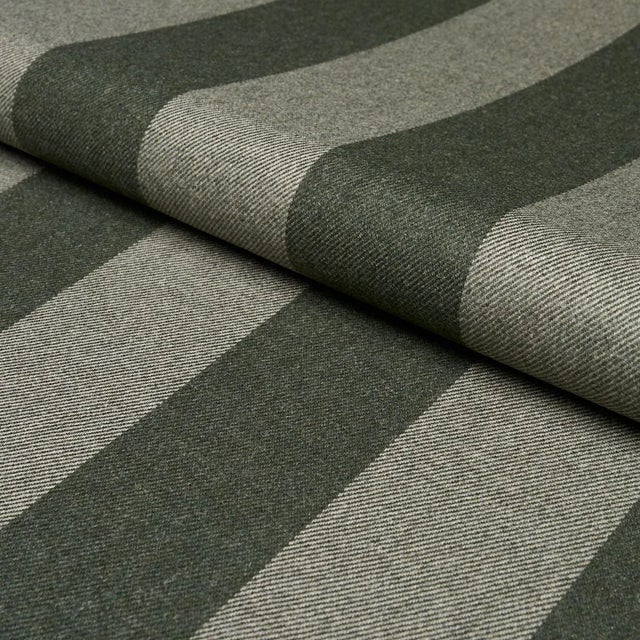 SAMPLE - Schumacher Hemlock Stripe Fabric In Sage For Sale