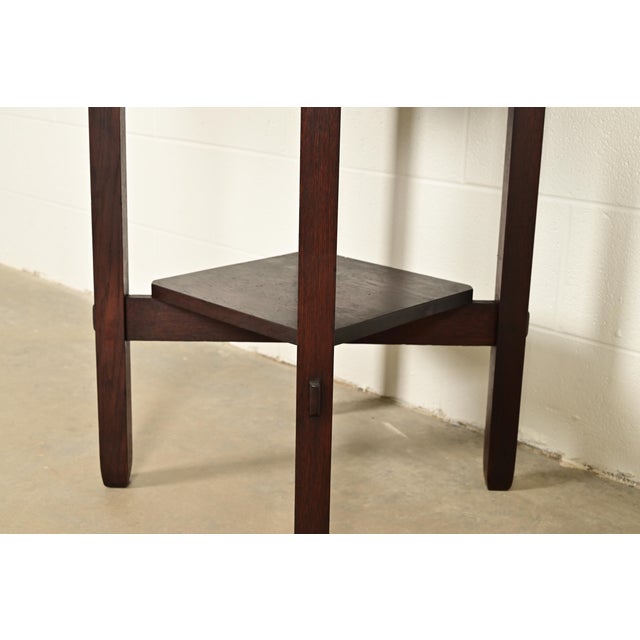 Wood Stickley Brothers Antique Mission Oak Arts & Crafts Lamp Table or Center Table, Newly Refinished For Sale - Image 7 of 8