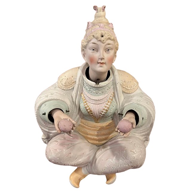 Ceramic Pair of Early 20th Century Enameled Porcelain Bisque Germanic Nodder Circus Figurines For Sale - Image 7 of 9