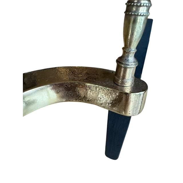 Metal Restored Chippendale Style Vintage Brass Andirons- A Pair For Sale - Image 7 of 9