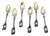 Silver Coffee Spoons with Seashell Relief Handles and Golden Shells, Set of 6 For Sale