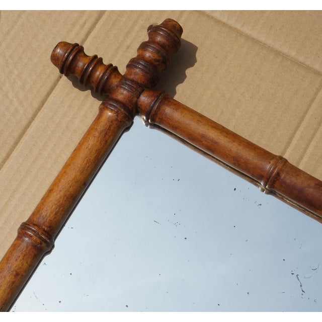 Antique English Faux Bamboo Wall Mirror For Sale - Image 4 of 9