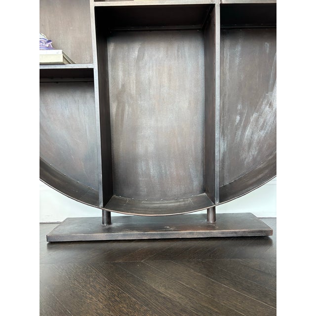 Metal Sculptural Circular Iron Bookcase & Display Shelf - Modern Industrial Statement Piece For Sale - Image 7 of 7
