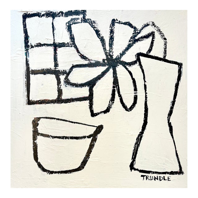 Sarah Trundle, Contemporary Abstract Still Life Painting, "Still Life in Black and White" For Sale