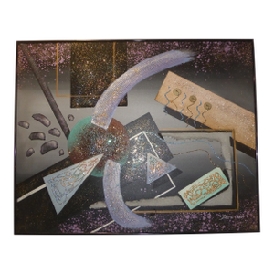 1980s Memphis Style Abstract Mixed-Meida on Canvas Signed by David H