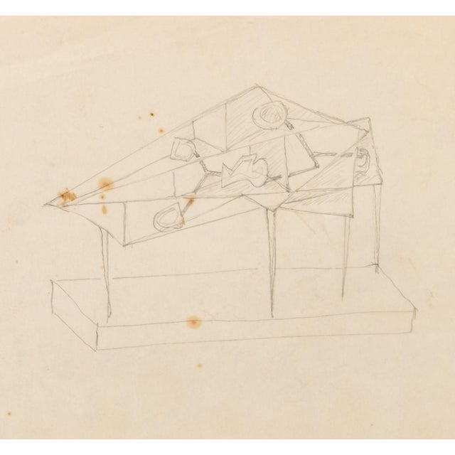 Seymour Lipton (American, 1903-1986), Abstract Expressionist Sculpture Study Sketch, Pencil on Paper, inscribed "50 / 45 /...