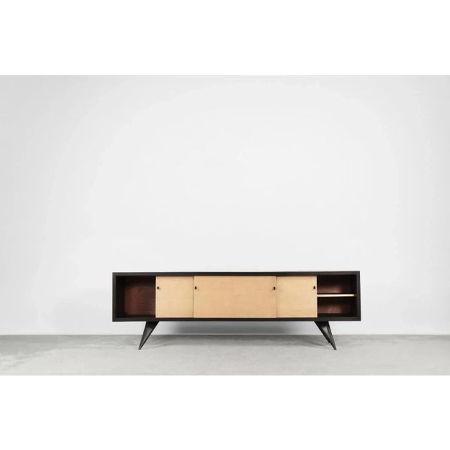 Mid-Century Scandinavin Black and Maple Sideboard, 1960s For Sale - Image 9 of 16