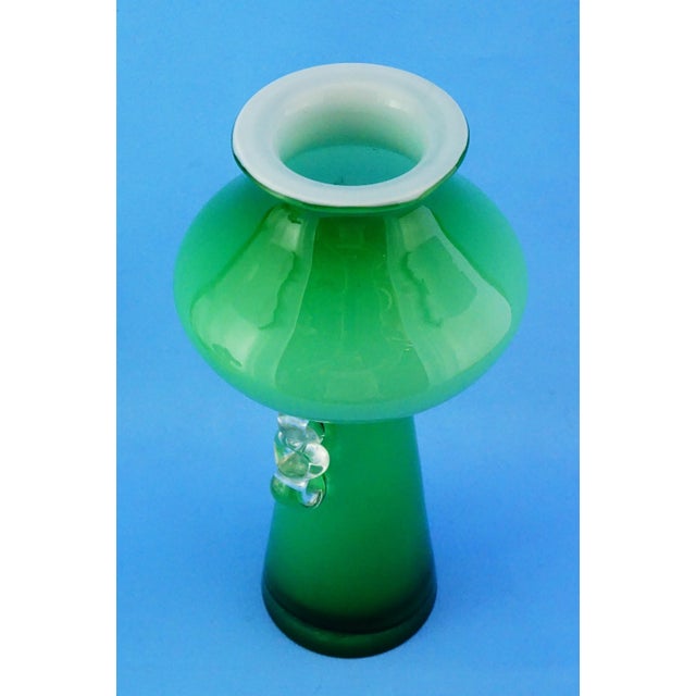 Green Vintage Green Glass Vase by Jerzy Sluczan-Orkusz for Tarnowiec Glassworks, 1980s For Sale - Image 8 of 18