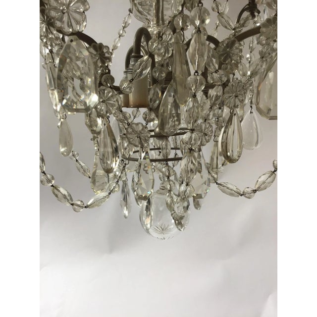 Mid-Century Modern 1940s French 6-Arm Crystal Chandelier For Sale - Image 3 of 13