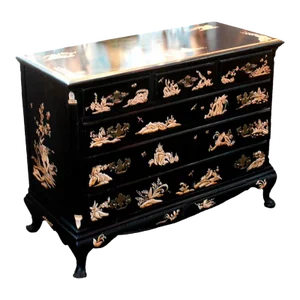 Antique English Black Japanned Chest of Drawers