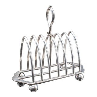 Antique Toast Rack, English, Silver Plated, Breakfast Table Stand, Edwardian For Sale