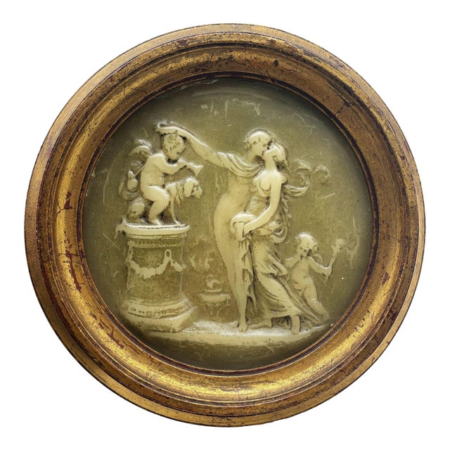 "The Oath of Love" 18th C French Wax Relief Roundel For Sale