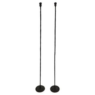 Tall Wrought Iron Floor Candleholders in the style of Brutalist Giacometti, 1970s For Sale
