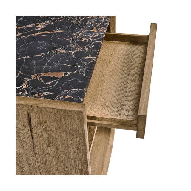 Rustic Modern Wood Nightstand with Marble Top For Sale - Image 9 of 9