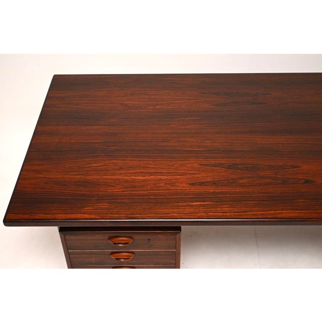 Large Vintage Danish Carved Desk, 1960 For Sale - Image 6 of 11