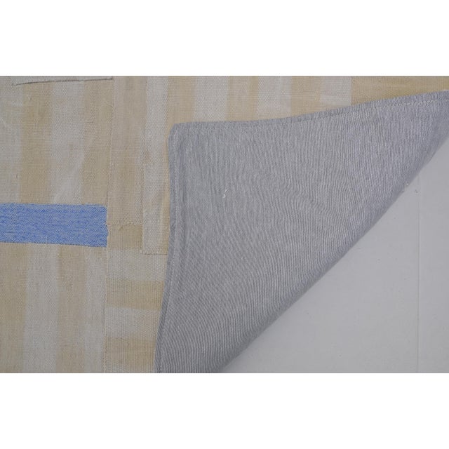 Blue 1960s White and Blue Stripe Kilim Runner For Sale - Image 8 of 10