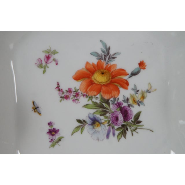 Ceramic Late 19th Century Antique German Dresden Ruffled Serpentine Floral Butterfly Bowl Compote For Sale - Image 7 of 12