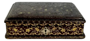 19th Century French Napoleon III Hand-Tooled Gilt Leather Box