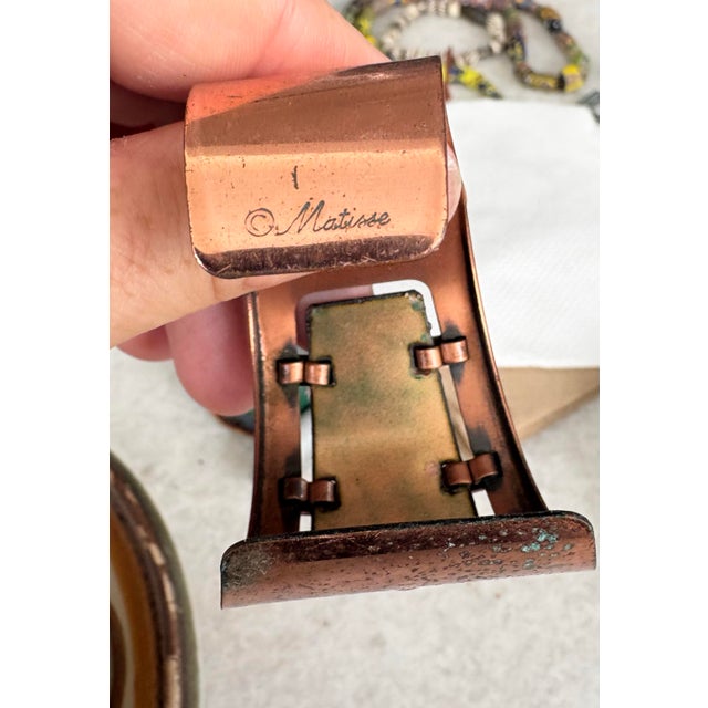 Matisse Mid Century Modern Copper a Enameled Bracelet Cuff For Sale - Image 4 of 5