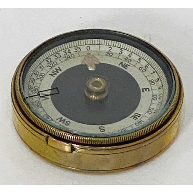 Brass World War I British Military Pocket Compass of Brass With Original Leather Case For Sale - Image 8 of 9