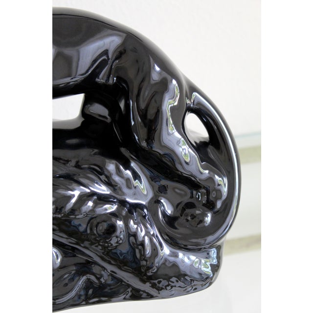 Vintage Mid-Century Modern Black Glazed Ceramic Panther Tv Lamp Sculpture, Made in Usa, Circa 1950s For Sale - Image 9 of 11