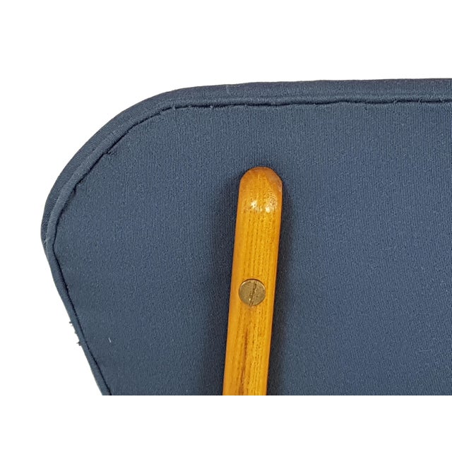 Wood Mid-Century Modern Italian Wooden and Blue Fabric Chair, 1950s For Sale - Image 7 of 13