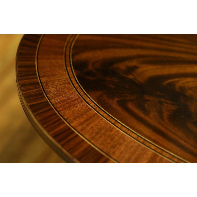 12 Foot Inlaid Mahogany Dining Table With Leaves. Brown Mahogany Finish With Primavera Border. For Sale In New York - Image 6 of 10