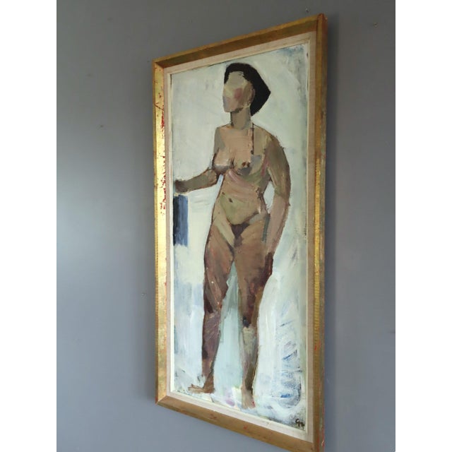1957 Mid-Century Modern 'Nude in Soft Light' Swedish Original Abstract Figurative Oil Painting, Framed For Sale - Image 4 of 12