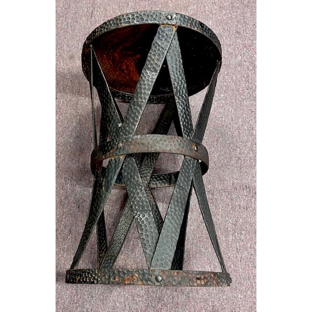 Mid Century Designer Sarreid Handmade Metal Drum Side Table, Plant Stand For Sale In New York - Image 6 of 7
