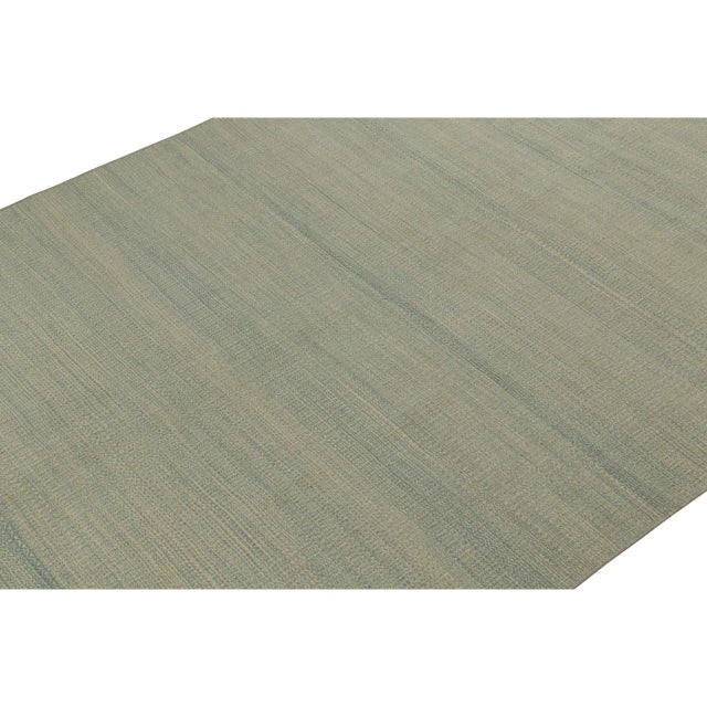 2010s Rug & Kilim’s Contemporary Persian Kilim in Green and Beige Stripes For Sale - Image 5 of 7