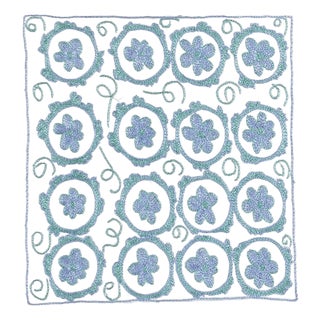 Daisy Patterned Lace Pillow Cover, Silk Hand Embroidered Cushion Cover. 17"x17" For Sale