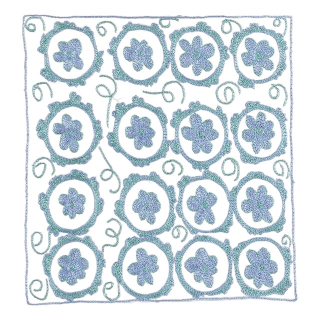 Daisy Patterned Lace Pillow Cover, Silk Hand Embroidered Cushion Cover. 17"x17" For Sale