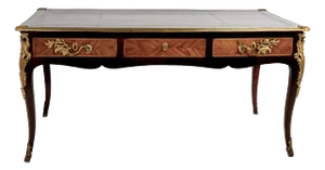 Antique Louis XV Bureau Plat or Leather Top Desk