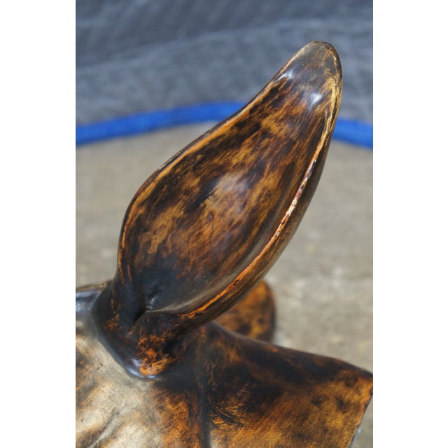 2 Faux Wood Deer Stag Buck Head Taxidermy Wall Mount Sculptures 43" For Sale - Image 6 of 12