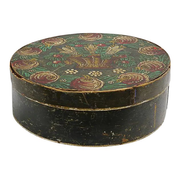 Early 19th-C. Hand-Painted Americana Wedding Box For Sale