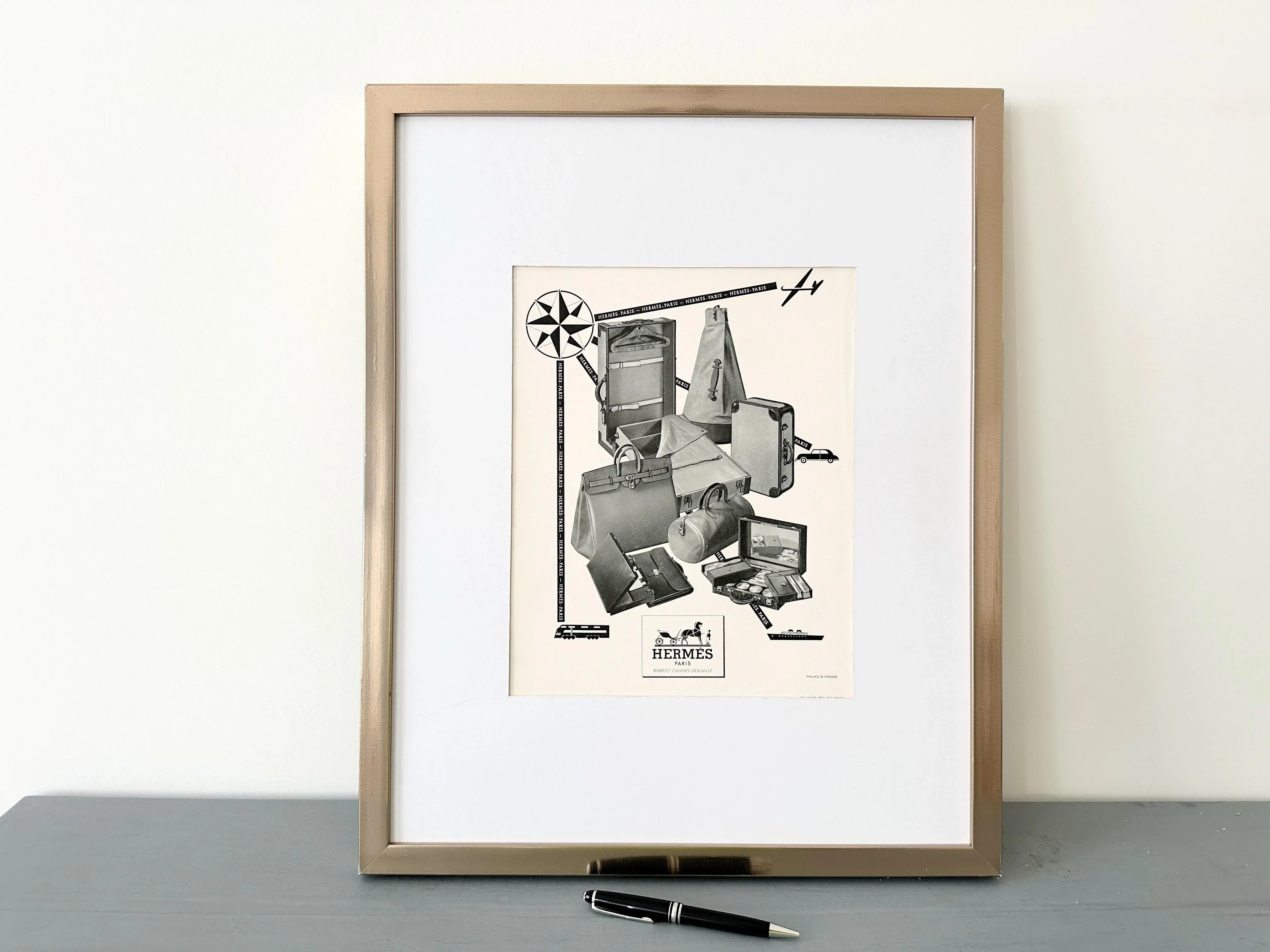 1951 Authentic French Vintage Hermes Advertisement Print, Kelly