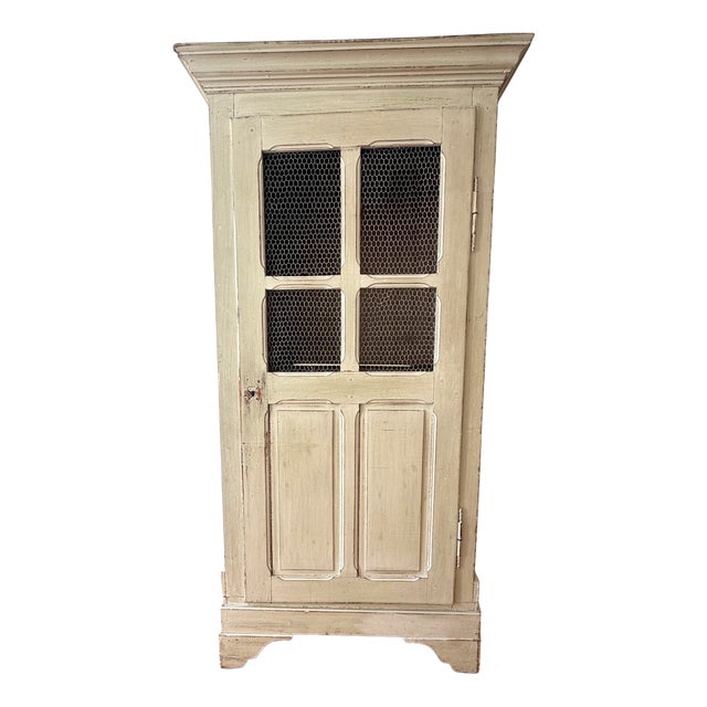 19th-Century French Provincial Painted Wire-Mesh Armoire For Sale