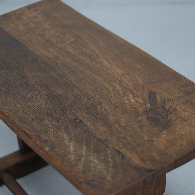 Rustic Farmhouse Wabi Sabi Primitive Side Table from Oak For Sale - Image 4 of 10