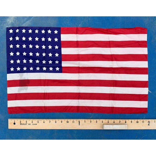 Blue 1930s Silk 48 Star American Flag For Sale - Image 8 of 8