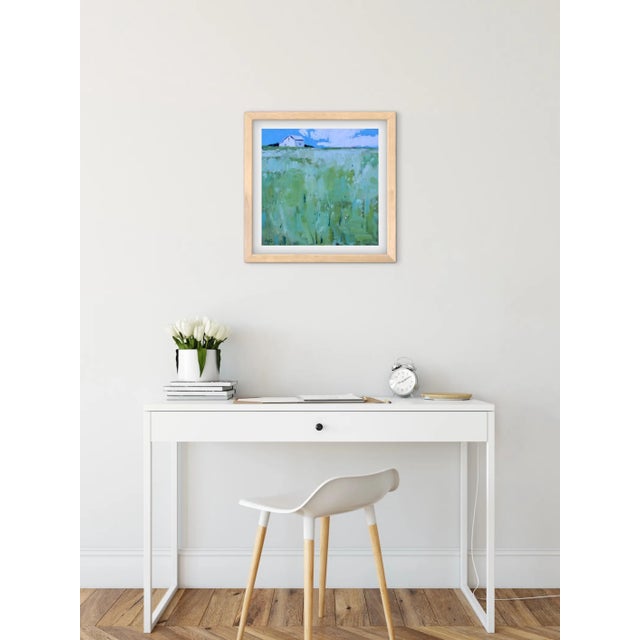 Green White Barn on the Horizon – Contemporary Landscape Oil For Sale - Image 8 of 8