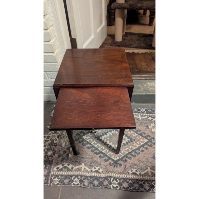 Mid 20th Century Vintage Mahogany Candle Stand End Table With Pull-Out Slide Leaf For Sale - Image 5 of 6